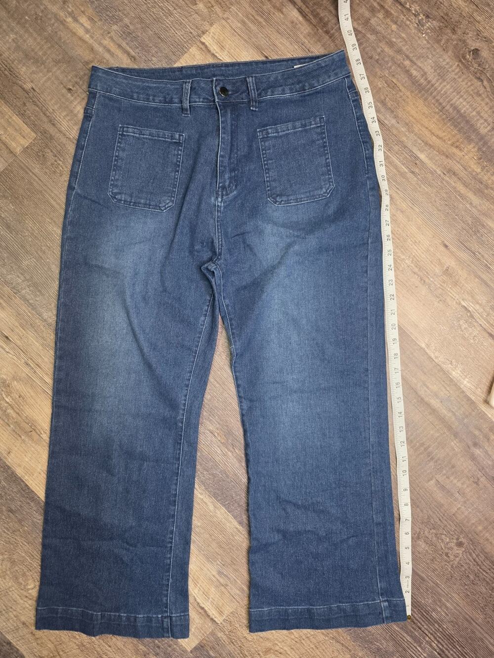 Unbranded High-rise, Wide Leg Jeans W Front And Back Patch Pockets Stretch Sz XL